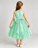 Mint Green Tulle A-line Girls Formal Dress Back View