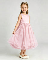 Pink Organza A-line Girls Formal Dress Front View