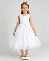 White Organza A-line Girls Formal Dress Front View