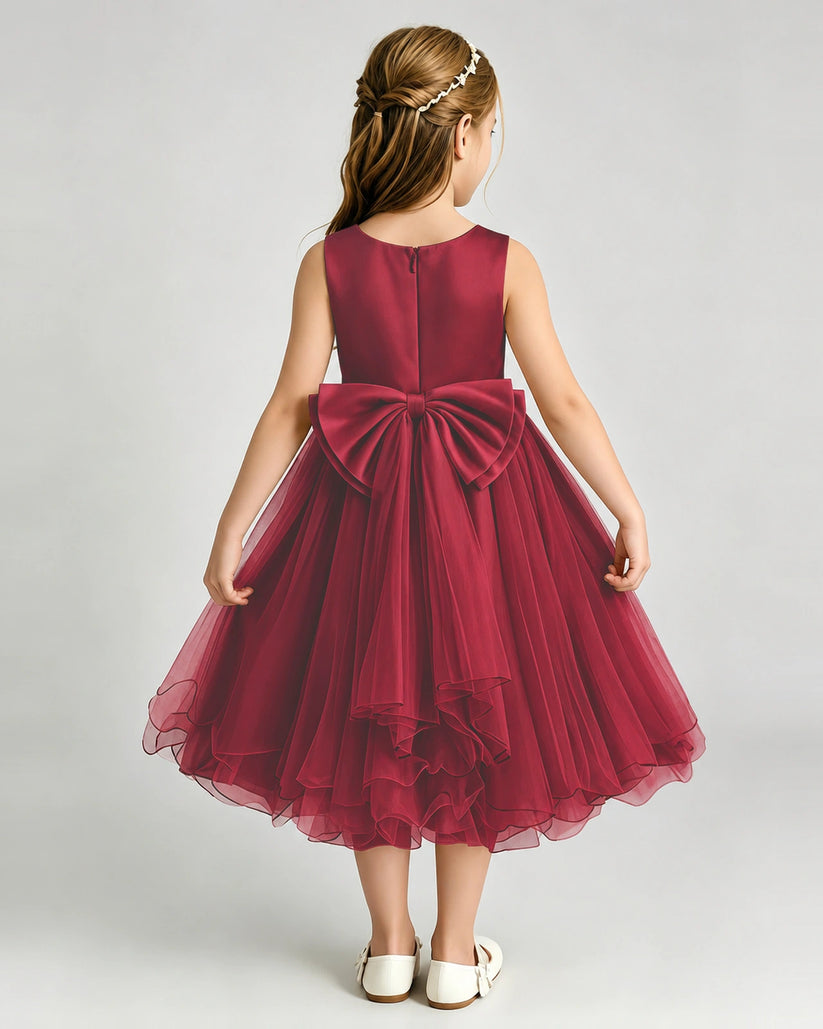 Windred Tulle A-line Girls Formal Dress Back View
