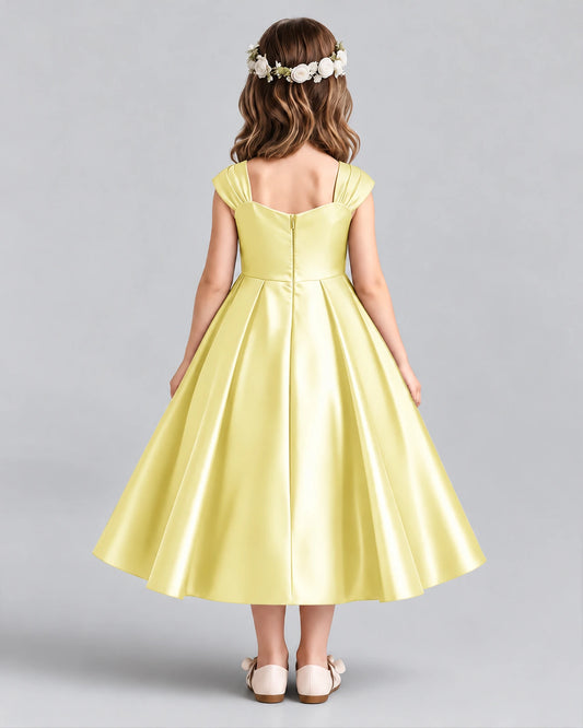 Daffodil Satin A-line Girls Formal Dress Back View