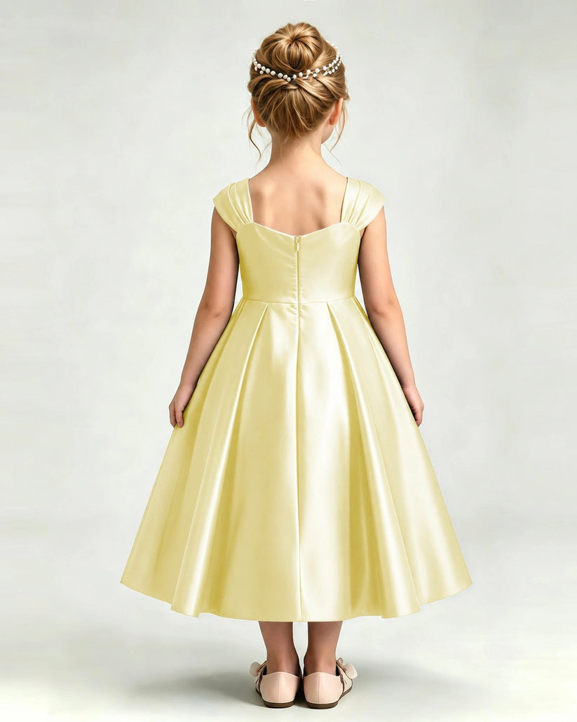 Daffodil Satin A-line Girls Formal Dress Back View