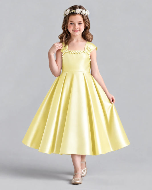 Daffodil Satin A-line Girls Formal Dress Front View