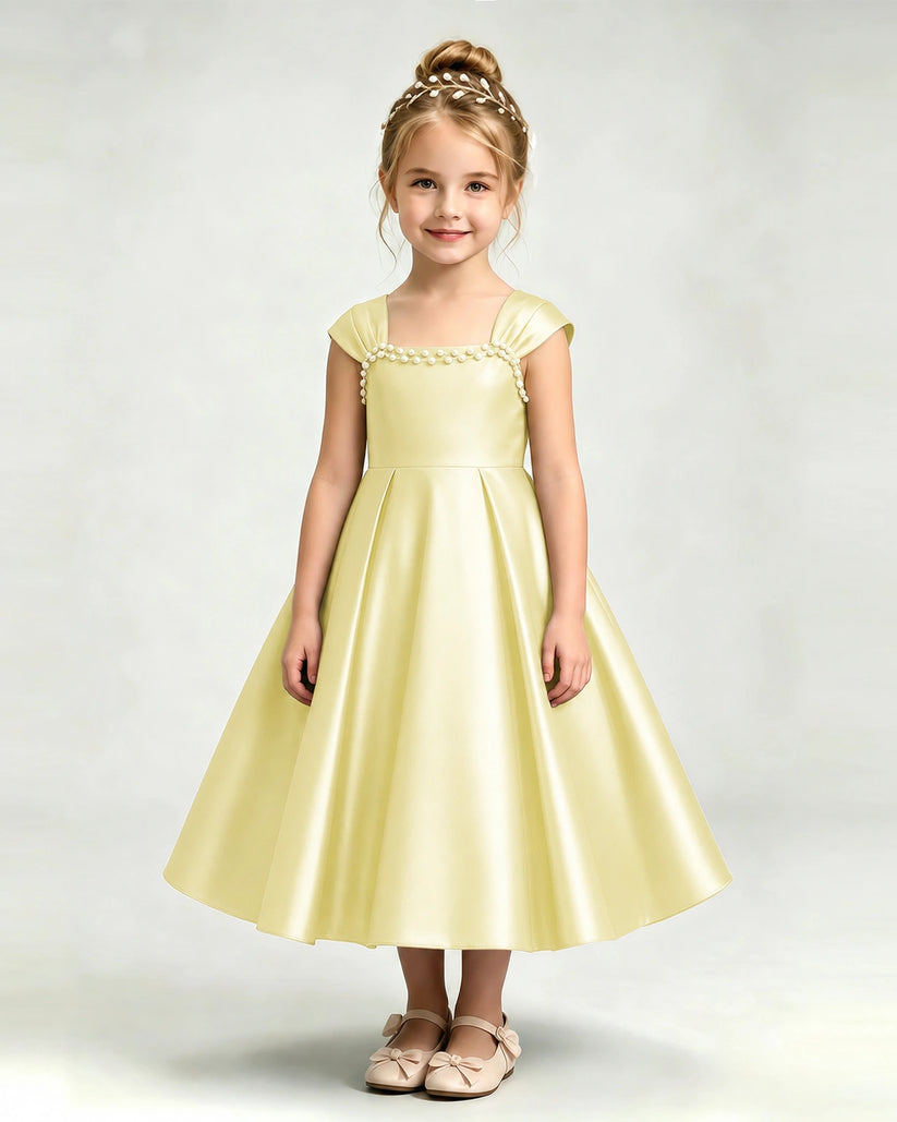 Daffodil Satin A-line Girls Formal Dress Front View