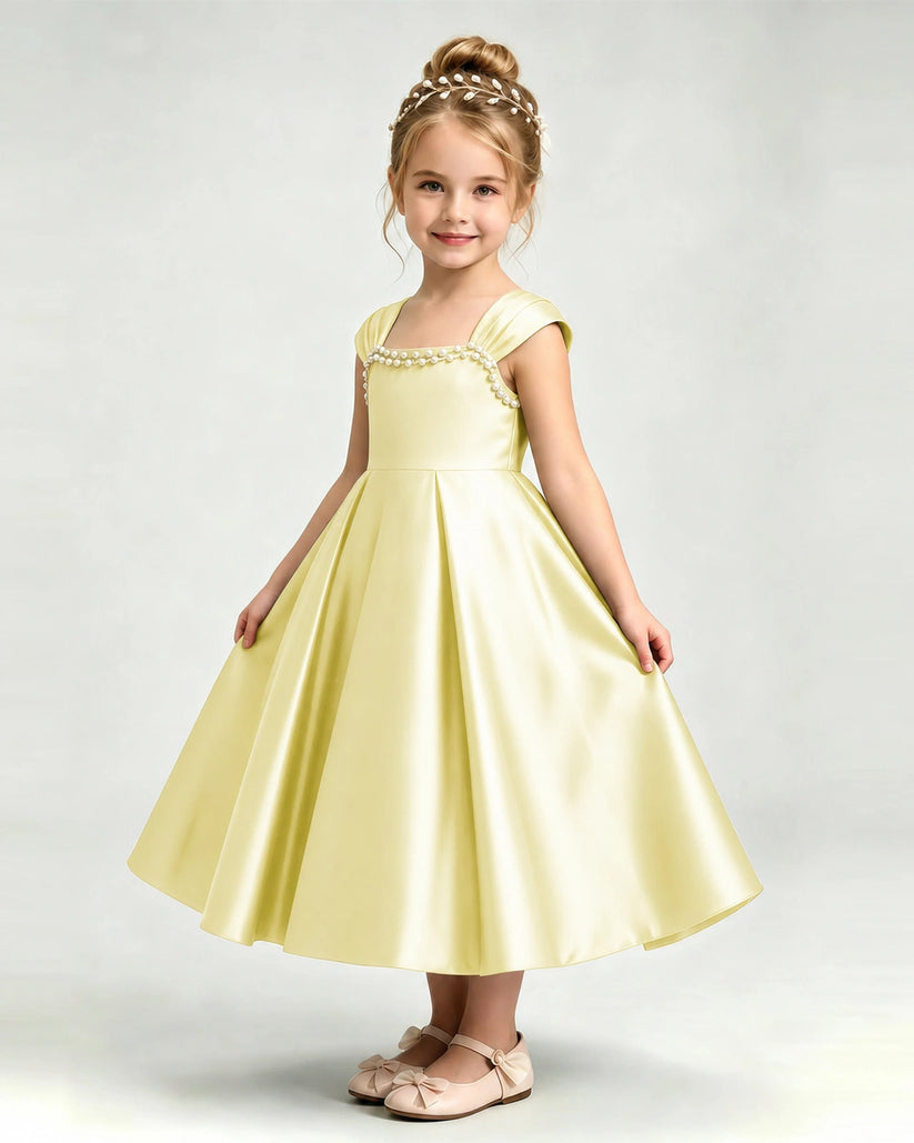 Daffodil Satin A-line Girls Formal Dress Front View