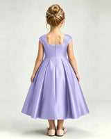Lavender Satin A-line Girls Formal Dress Back View