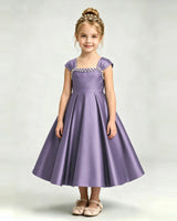 Wisteria Satin A-line Girls Formal Dress Front View