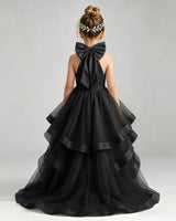 Black Tulle Ball Gown Pageant Dress Back View