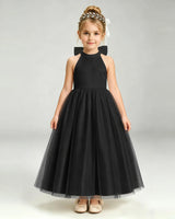 Black Tulle A-line Pageant Dress Front View