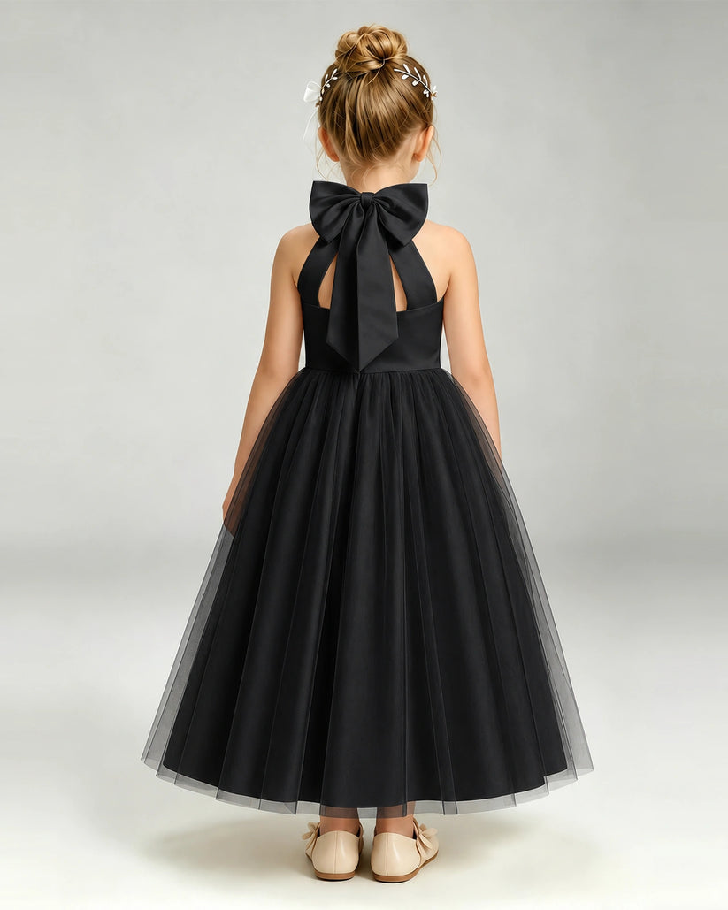 Black Tulle A-line Pageant Dress Back View