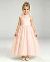 Blush Pink Tulle A-line Pageant Dress Front View