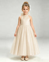 Champagne Tulle A-line Pageant Dress Front View