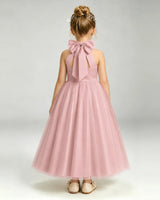 Dusty Rose Tulle A-line Pageant Dress Back View