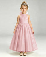 Dusty Rose Tulle A-line Pageant Dress Front View