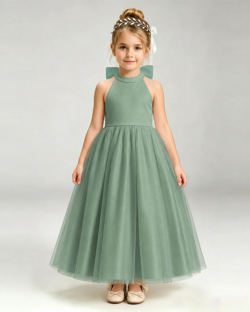 Eucalyptus Tulle A-line Pageant Dress Front View