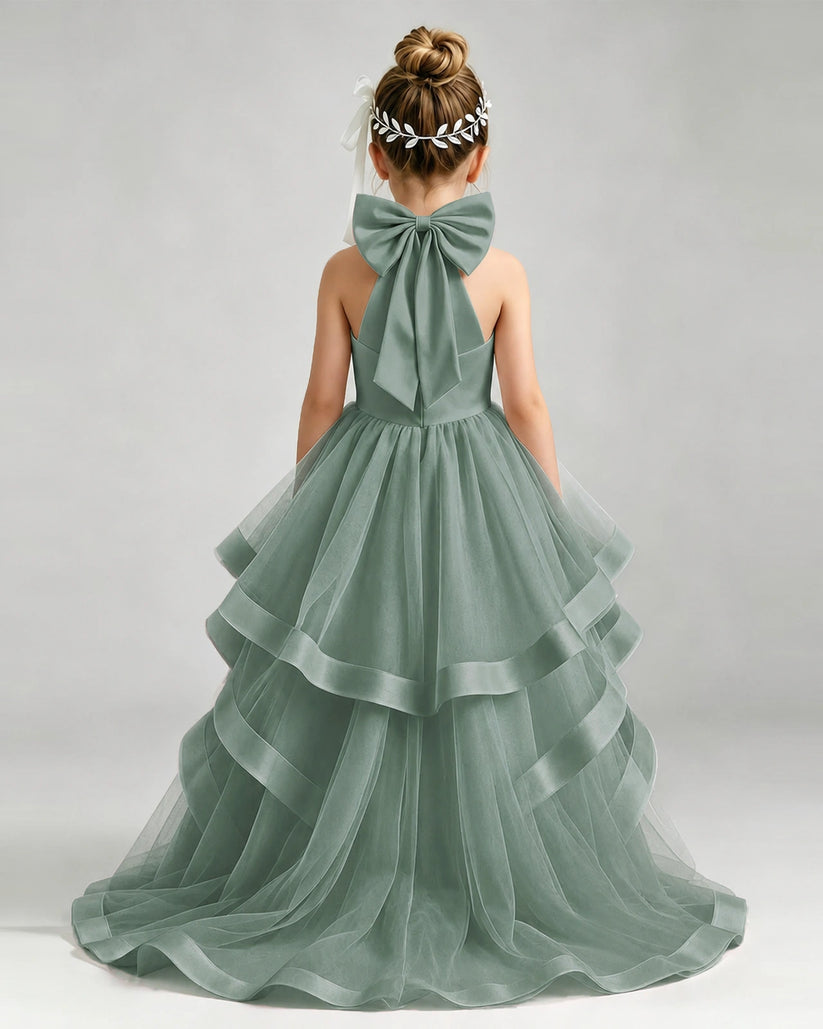 Eucalyptus Tulle Ball Gown Pageant Dress Back View