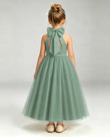 Eucalyptus Tulle A-line Pageant Dress Back View