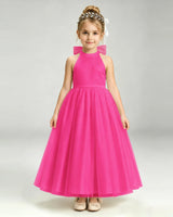 Hot Pink Tulle Ball Gown Pageant Dress Front View