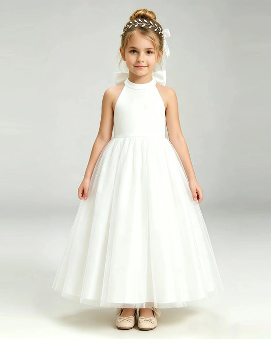 Ivory Tulle A-line Pageant Dress Front View