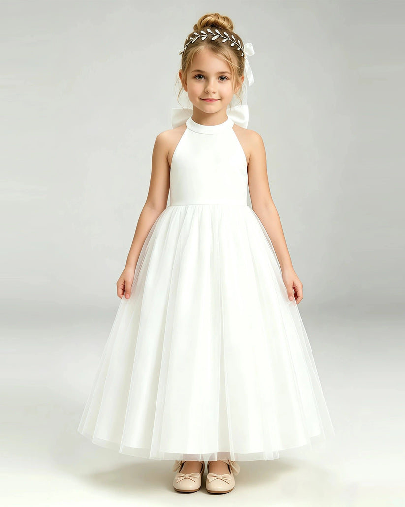 Ivory Tulle A-line Pageant Dress Front View