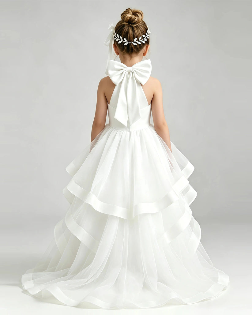 Ivory Tulle Ball Gown Pageant Dress Back View
