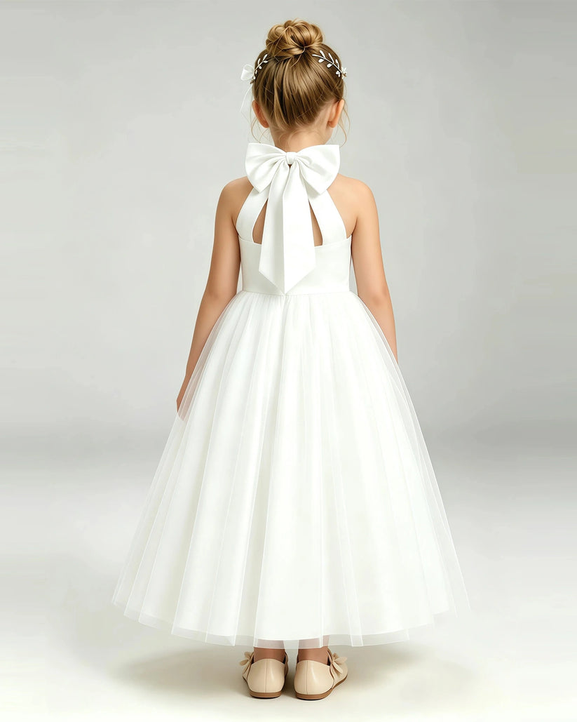 Ivory Tulle A-line Pageant Dress Back View