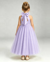 Lavender Tulle A-line Pageant Dress Back View