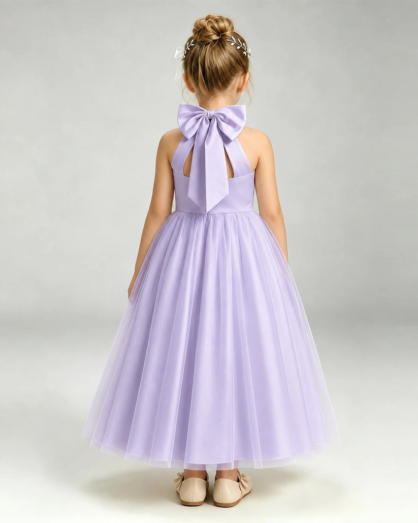 Lavender Tulle A-line Pageant Dress Back View
