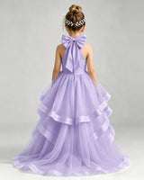 Lavender Tulle A-line Pageant Dress Back View