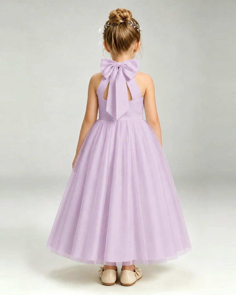 Lilac Tulle A-line Pageant Dress Back View