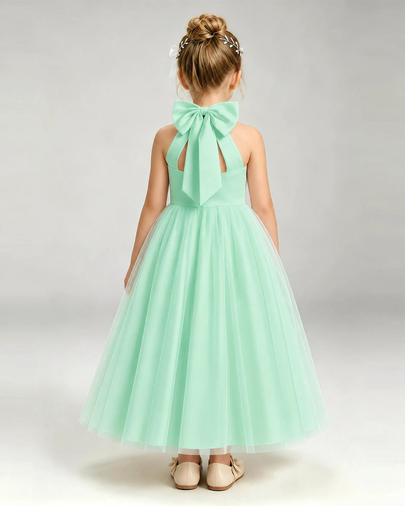 Mint Green Tulle A-line Pageant Dress Back View