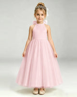 Pink Tulle A-line Pageant Dress Front View