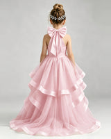 Pink Organza Ball Gown Pageant Dress Back View
