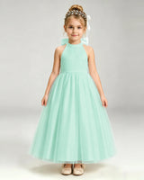 Turquoise Tulle A-line Pageant Dress Front View
