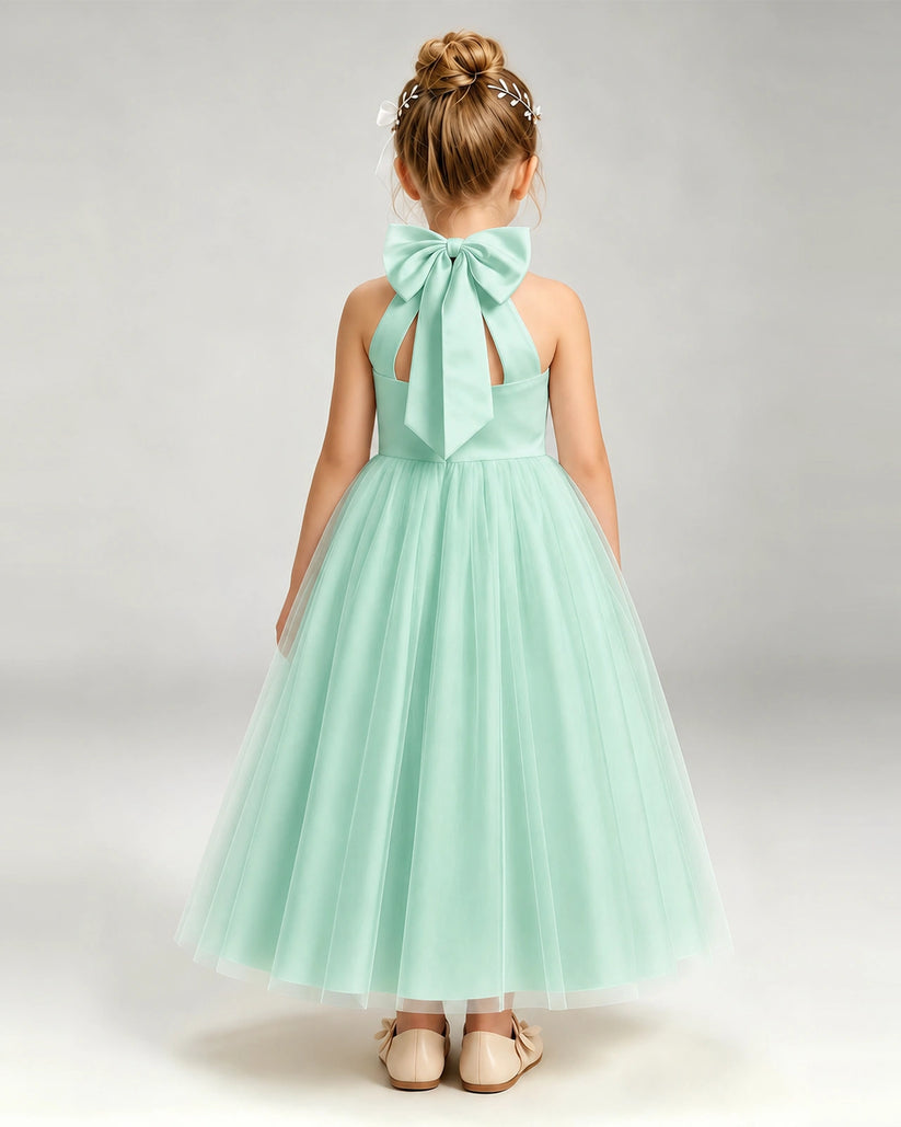 Turquoise Tulle A-line Pageant Dress Back View