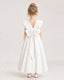 White Satin A-line Flower Girl Dress Back View