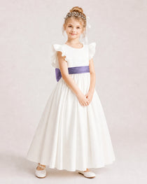 Wisteria Satin A-line Flower Girl Dress Side View