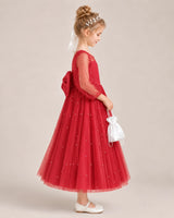 Windred Satin Tulle Flower Girl Dress Side View