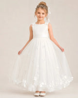 Ivory Tulle A-Line Flower Girl Dresses Front View