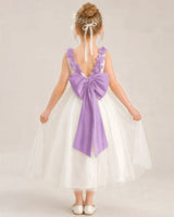 Lavender Tulle A-line Flower Girl Dress Back View
