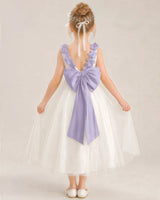 Lilac Tulle A-Line Flower Girl Dresses Back View