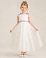Lilac Tulle A-Line Flower Girl Dresses Front View