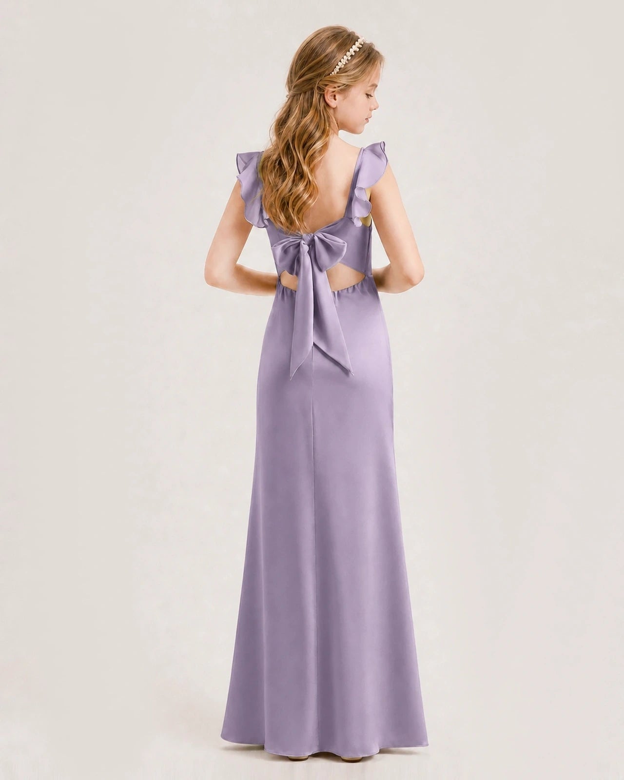 Wisteria Chiffon Bow Back Junior Bridesmaid Dress Back View