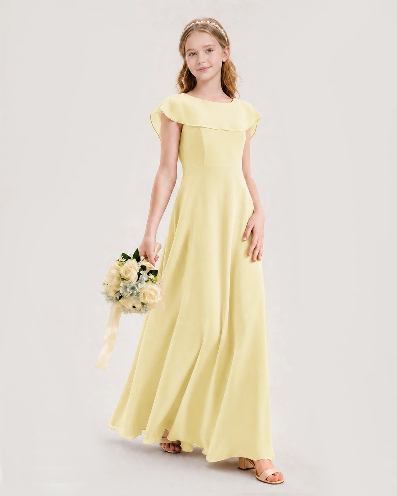 Daffodil Chiffon A-Line Junior Bridesmaid Dress Side View