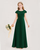 Dark Green Chiffon A-Line Junior Bridesmaid Dresses Front View