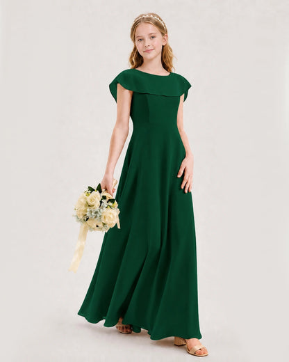 Dark Green Chiffon A-Line Junior Bridesmaid Dresses Side View