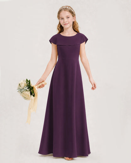 Grape Chiffon A-line Junior Bridesmaid Dresses Front View