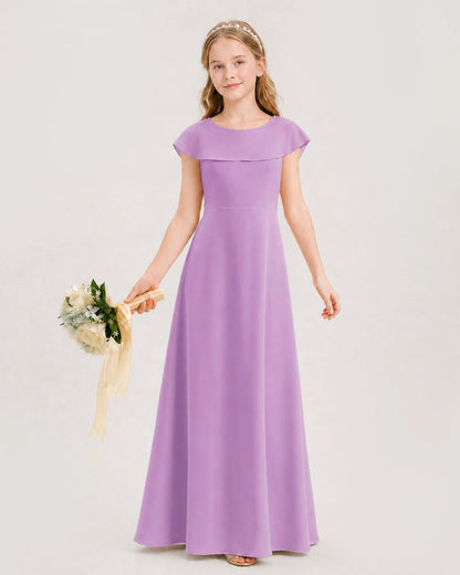 Lilac Chiffon A-Line Junior Bridesmaid Dresses Front View