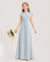Mist Chiffon A-Line Junior Bridesmaid Dresses Front View