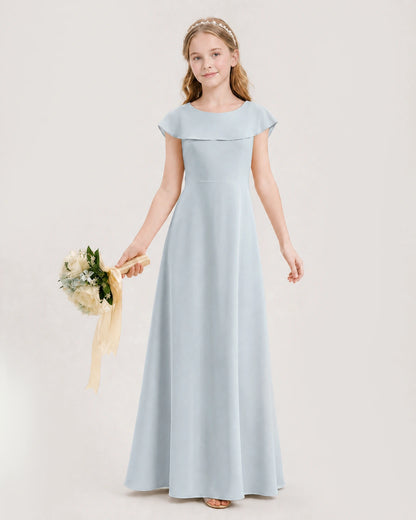 Mist Chiffon A-Line Junior Bridesmaid Dresses Front View